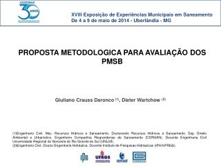 PROPOSTA METODOLOGICA PARA AVALIAÇÃO DOS PMSB