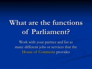 What are the functions of Parliament?