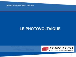 LE PHOTOVOLTAÏQUE