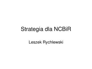 Strategia dla NCBiR