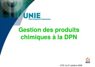 Gestion des produits chimiques à la DPN