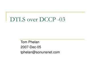 DTLS over DCCP -03