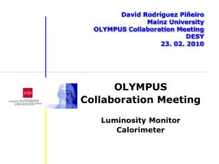 David Rodríguez Piñeiro Mainz University OLYMPUS Collaboration Meeting DESY 23. 02. 2010
