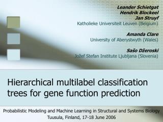 Hierarchical multilabel classification trees for gene function prediction