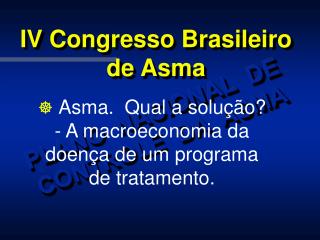 PLANO NACIONAL DE CONTROLE DA ASMA