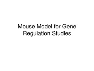 Mouse Model for Gene Regulation Studies