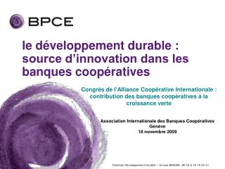 le développement durable : source d’innovation dans les banques coopératives