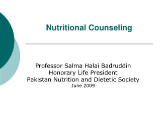 Nutritional Counseling