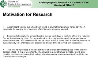 Anthropogenic Aerosol – A Cause Of The Weekend Effect?