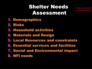 Shelter Needs Assessment