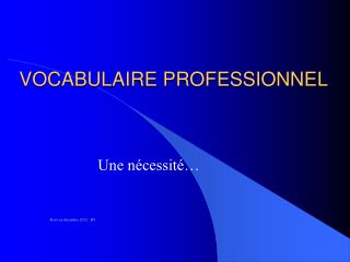 VOCABULAIRE PROFESSIONNEL