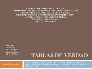 TABLAS DE VERDAd