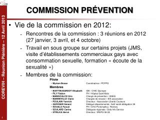 COMMISSION PRÉVENTION