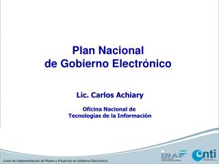 Plan Nacional de Gobierno Electrónico