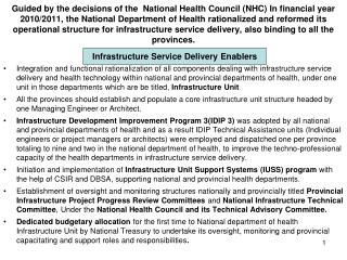 Infrastructure Service Delivery Enablers