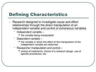 Defining Characteristics