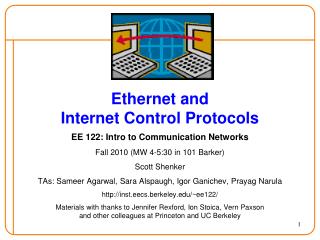 Ethernet and Internet Control Protocols