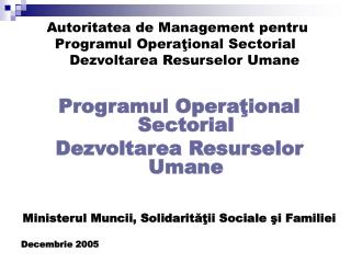Programul Operaţional Sectorial Dezvoltarea Resurselor Umane