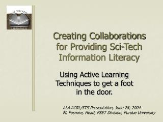 Creating Collaborations for Providing Sci-Tech Information Literacy