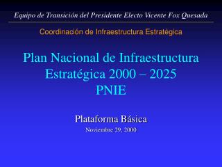 Plan Nacional de Infraestructura Estratégica 2000 – 2025 PNIE