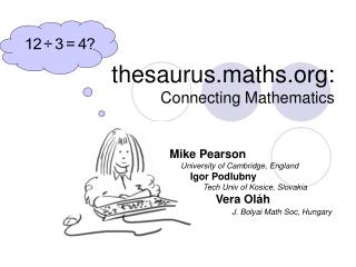 thesaurus.maths: Connecting Mathematics