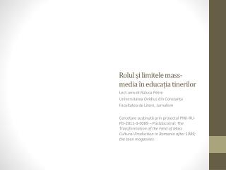 Rolul și limitele mass-media în educația tinerilor