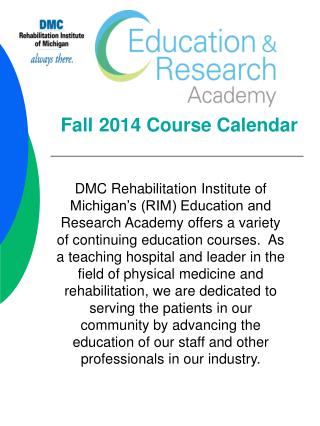 Fall 2014 Course Calendar