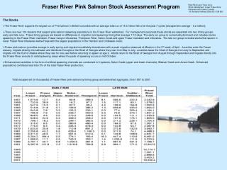 Fraser River Pink Salmon Stock Assessment Program