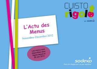 L’Actu des Menus Novembre-Décembre 2012