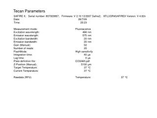 Tecan Parameters