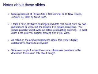 Notes about these slides