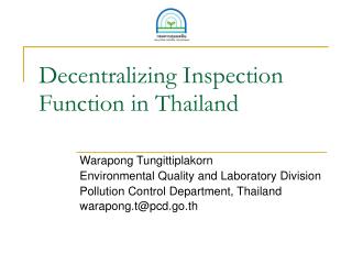 Decentralizing Inspection Function in Thailand