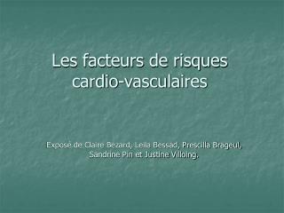 Les facteurs de risques cardio-vasculaires