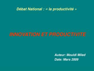 Débat National : « la productivité » 