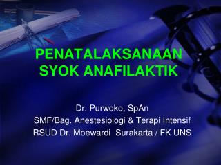 PENATALAKSANAAN SYOK ANAFILAKTIK