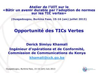 Opportunité des TICs Vertes