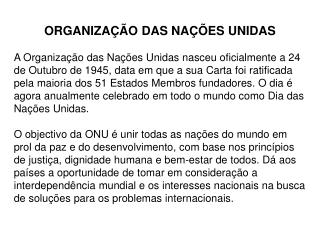 ORGANIZAÇÃO DAS NAÇÕES UNIDAS