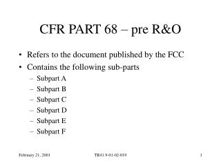 CFR PART 68 – pre R&amp;O