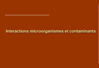 Interactions microorganismes et contaminants