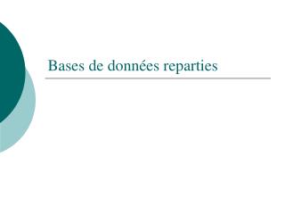 Bases de données reparties