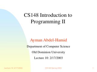 CS148 Introduction to Programming II