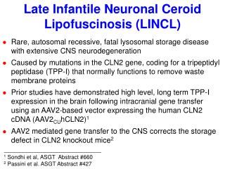 Late Infantile Neuronal Ceroid Lipofuscinosis (LINCL)