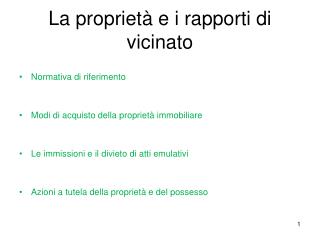 La proprietà e i rapporti di vicinato