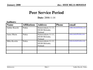 Peer Service Period