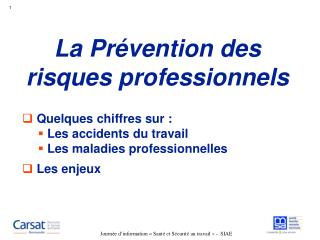 La Prévention des risques professionnels