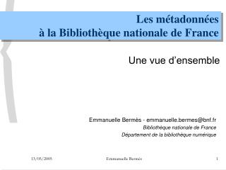 Les métadonnées à la Bibliothèque nationale de France