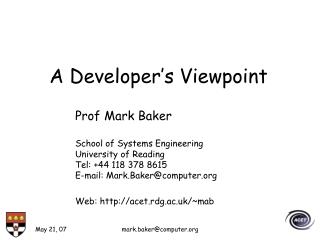 A Developer’s Viewpoint