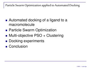 Particle Swarm Optimization applied to Automated Docking