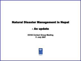 Natural Disaster Management in Nepal - An update