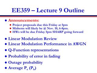 EE359 – Lecture 9 Outline